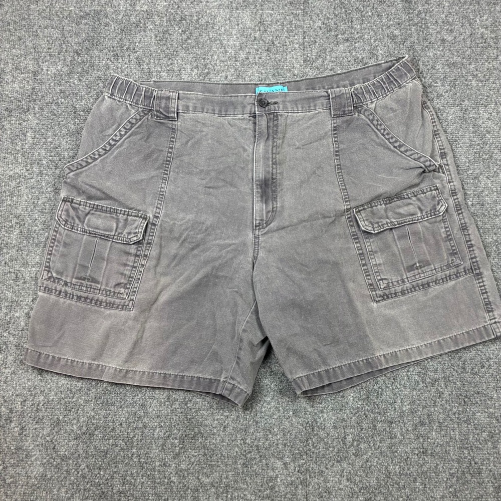 Savane Mens Size 42W Gray Cargo Shorts Elastic Waist Cotton Canvas Pockets